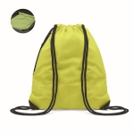 Reflective drawstring bag with thick ropes and zipper pocket yellow colour