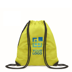 Reflective drawstring bag with thick ropes and zipper pocket yellow colour view with print area