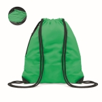 Reflective drawstring bag with thick ropes and zipper pocket green colour