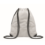 Reflective drawstring bag with thick ropes and zipper pocket beige colour sixth view