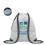 Reflective drawstring bag with thick ropes and zipper pocket beige colour view with print area