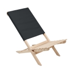 Folding wooden beach chair in a pack of 2 black colour