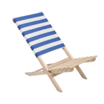 Folding wooden beach chair in a pack of 2 blue colour view with print area