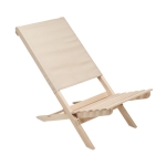 Folding wooden beach chair in a pack of 2 beige colour