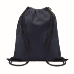 Drawstring bag with thick drawstring and zip pocket, made of RPET blue colour