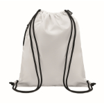 Drawstring bag with thick drawstring and zip pocket, made of RPET white colour