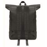 Backpack with roll top zip and padded back black colour seventh view