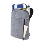 Recycled felt insulated backpack with front pocket grey colour