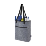 Recycled felt thermal shopping bag with velcro closure grey colour