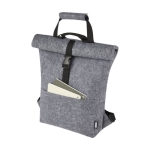 Roll-top recycled felt backpack with various straps grey colour