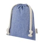 Small recycled cotton GRS bag with drawstring closure, 150 g/m² blue colour