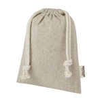 Small recycled cotton GRS bag with drawstring closure, 150 g/m² natural colour