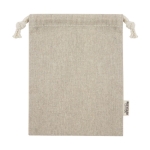 Small recycled cotton GRS bag with drawstring closure, 150 g/m² natural colour