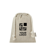 Small recycled cotton GRS bag with drawstring closure, 150 g/m²