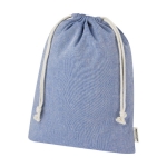 Large recycled cotton GRS bag with drawstring closure, 150 g/m² blue colour