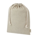 Large recycled cotton GRS bag with drawstring closure, 150 g/m² natural colour