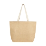 Jute shopping bag with thermal insulation and long handles natural colour