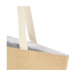 Jute shopping bag with thermal insulation and long handles natural colour