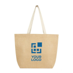 Jute shopping bag with thermal insulation and long handles