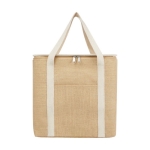 Large jute insulated bag with front pocket, 300 g/m² natural colour