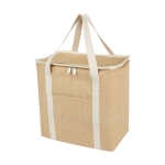 Large jute insulated bag with front pocket, 300 g/m² natural colour