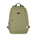 Anti-theft recycled material backpack for laptops with pockets, 15.6'' green colour