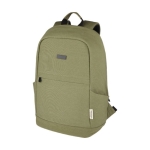 Anti-theft recycled material backpack for laptops with pockets, 15.6'' green colour