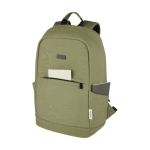 Anti-theft recycled material backpack for laptops with pockets, 15.6'' green colour