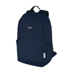 Anti-theft recycled material backpack for laptops with pockets, 15.6'' navy-blue colour