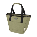 Insulated bag made of recycled material with comfortable handles green colour