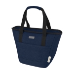 Insulated bag made of recycled material with comfortable handles navy-blue colour