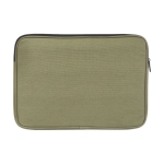 Recycled cotton GRS laptop sleeve with matte metal plate, 14'' green colour