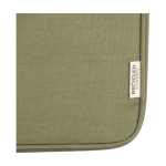 Recycled cotton GRS laptop sleeve with matte metal plate, 14'' green colour