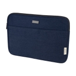 Recycled cotton GRS laptop sleeve with matte metal plate, 14'' navy-blue colour