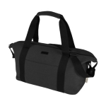 Recycled cotton sports bag with trolley strap black colour