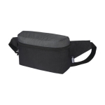 Waterproof recycled polyester waist bag with interior pocket black colour