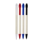 Recycled material pen in various colours with black ink white colour