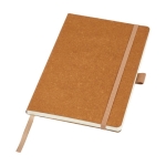 Recycled leather notebook with pen holder, A5 lined natural colour