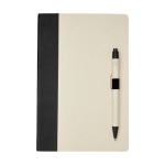 Recycled cardboard notebook and pen set, A5 lined black colour