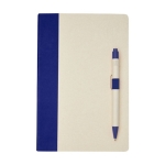 Recycled cardboard notebook and pen set, A5 lined navy-blue colour