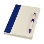 Recycled cardboard notebook and pen set, A5 lined navy-blue colour