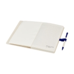 Recycled cardboard notebook and pen set, A5 lined navy-blue colour