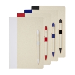 Recycled cardboard notebook and pen set, A5 lined navy-blue colour