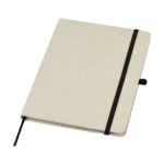 Organic cotton notebook with hardcover, B6 lined natural colour