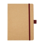 Recycled paper notebook with pen holder, A5 lined red colour