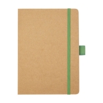 Recycled paper notebook with pen holder, A5 lined green colour