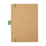 Recycled paper notebook with pen holder, A5 lined green colour