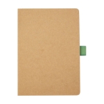 Recycled paper notebook with pen holder, A5 lined green colour