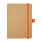 Recycled paper notebook with pen holder, A5 lined orange colour