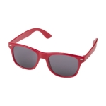 Recycled plastic sunglasses with smoky UV400 lenses red colour